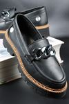 Mammamia - 6060 Siyah Cilt Kadın Oxford Ayakkabı