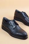 Fosco - 2951 Hakiki Deri Siyah Bağcıklı Eva Taban Erkek Klasik Ayakkabı