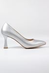 Trendayakkabı - 90 Gümüş Kadeh Topuklu Kadın Ayakkabı