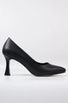 Trendayakkabı - 90 Siyah Cilt Kadeh Topuklu Kadın Ayakkabı