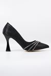 Trendayakkabı - ÖzMaçan Siyah Kadeh Topuklu Kadın Ayakkabı