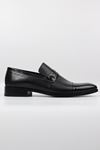 Nevzat Zöhre - 1048 Hakiki Deri Hakiki Kösele Siyah Önü Rugan Parçalı Erkek Klasik Ayakkabı