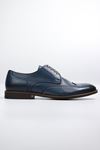 FreeFoot - 7056 - Mavi Hakiki Deri İnce Taban Erkek Klasik Ayakkabı
