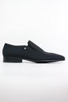 Fosco - 1011 Siyah Saten Hakiki Deri Erkek Klasik Ayakkabı