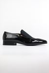 Fosco - 1011 Siyah Saten-Rugan Hakiki Deri Erkek Klasik Ayakkabı
