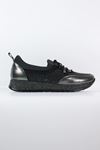 Koçyiğitler - 0007 Siyah-Platin Taşlı Kadın Günlük Ayakkabı