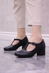 Venüs - 1911923 Siyah Hakiki Deri Kadın Kısa Topuk Kadın Ayakkabı