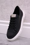 Mammamia - 3950 Siyah Hakiki Deri Kadın Sneakers Ayakkabı