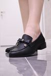 Mammamia - 3800 Siyah Hakiki Deri Kadın Loafer Ayakkabı